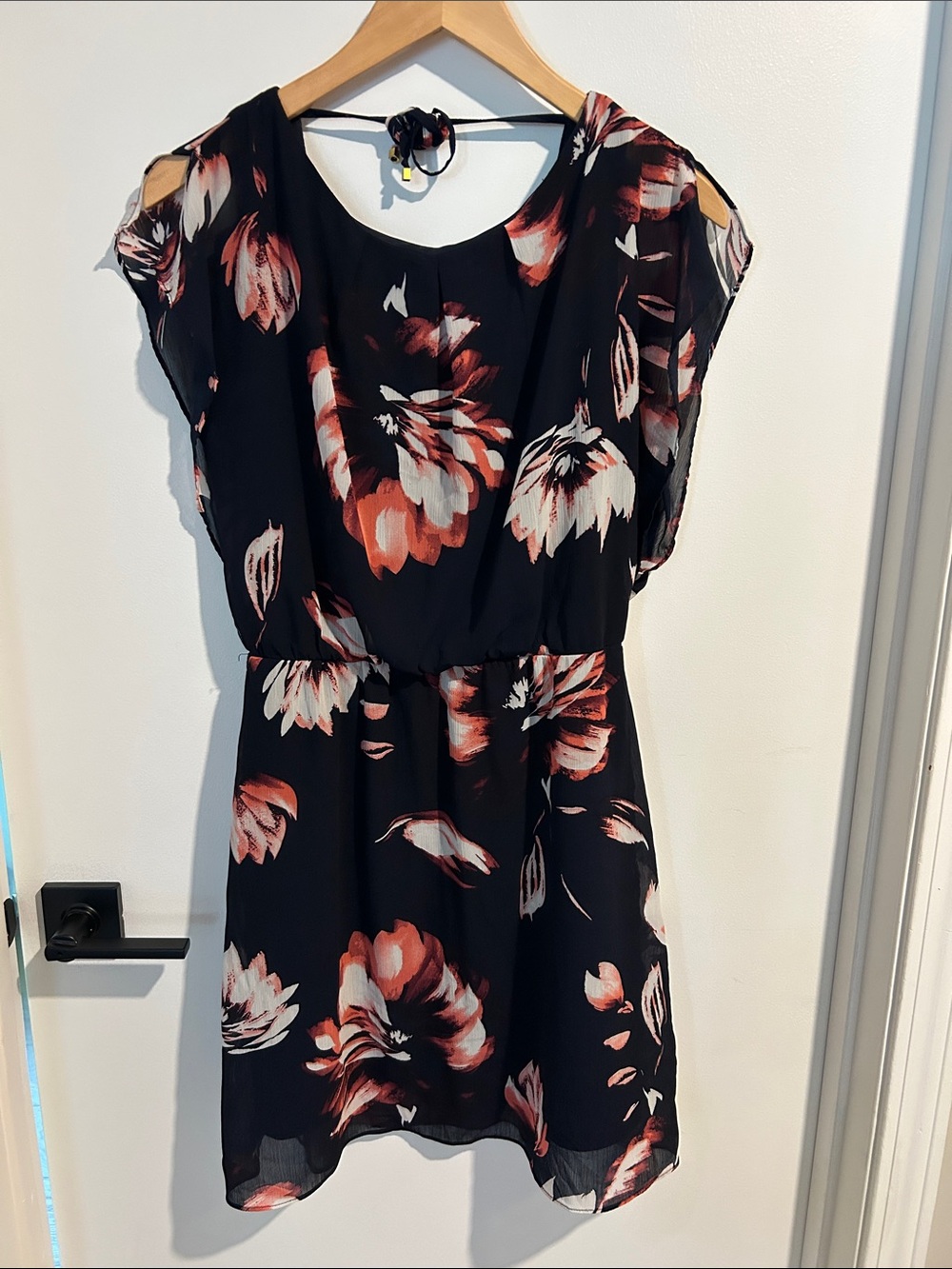 The Limited Navy Mini Dress with Coral and Cream Floral Print